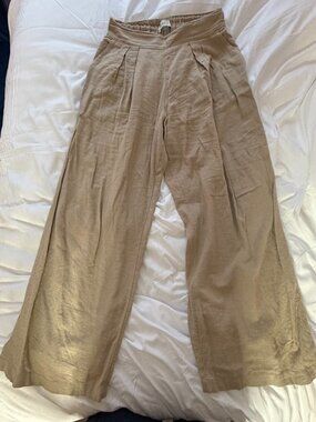 Abercrombie Small Linen Tan Wide Leg Pants